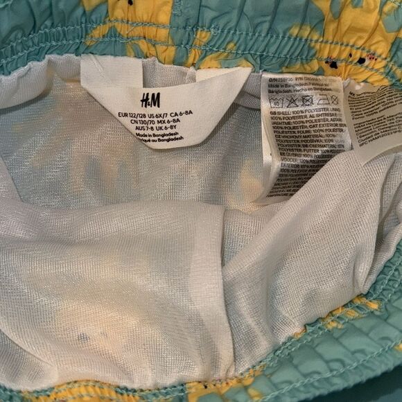 H&M Blue & Yellow Swim Trunks with Sunburst Design 6/7Y - Picture 2 of 4
